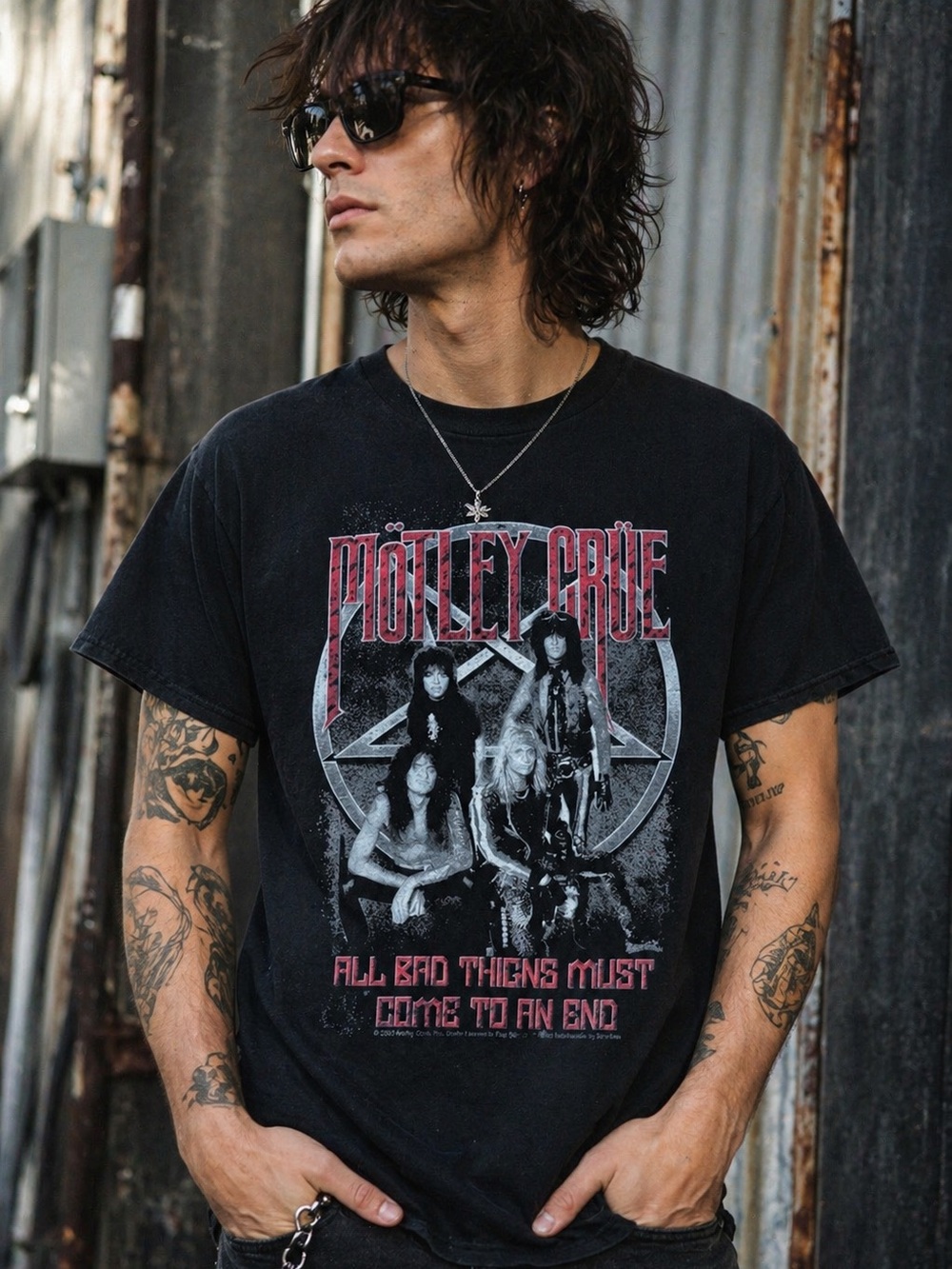 Motley Crue Band T Shirt Small 2020 All Bad Things Tour Graphic Rock Tee